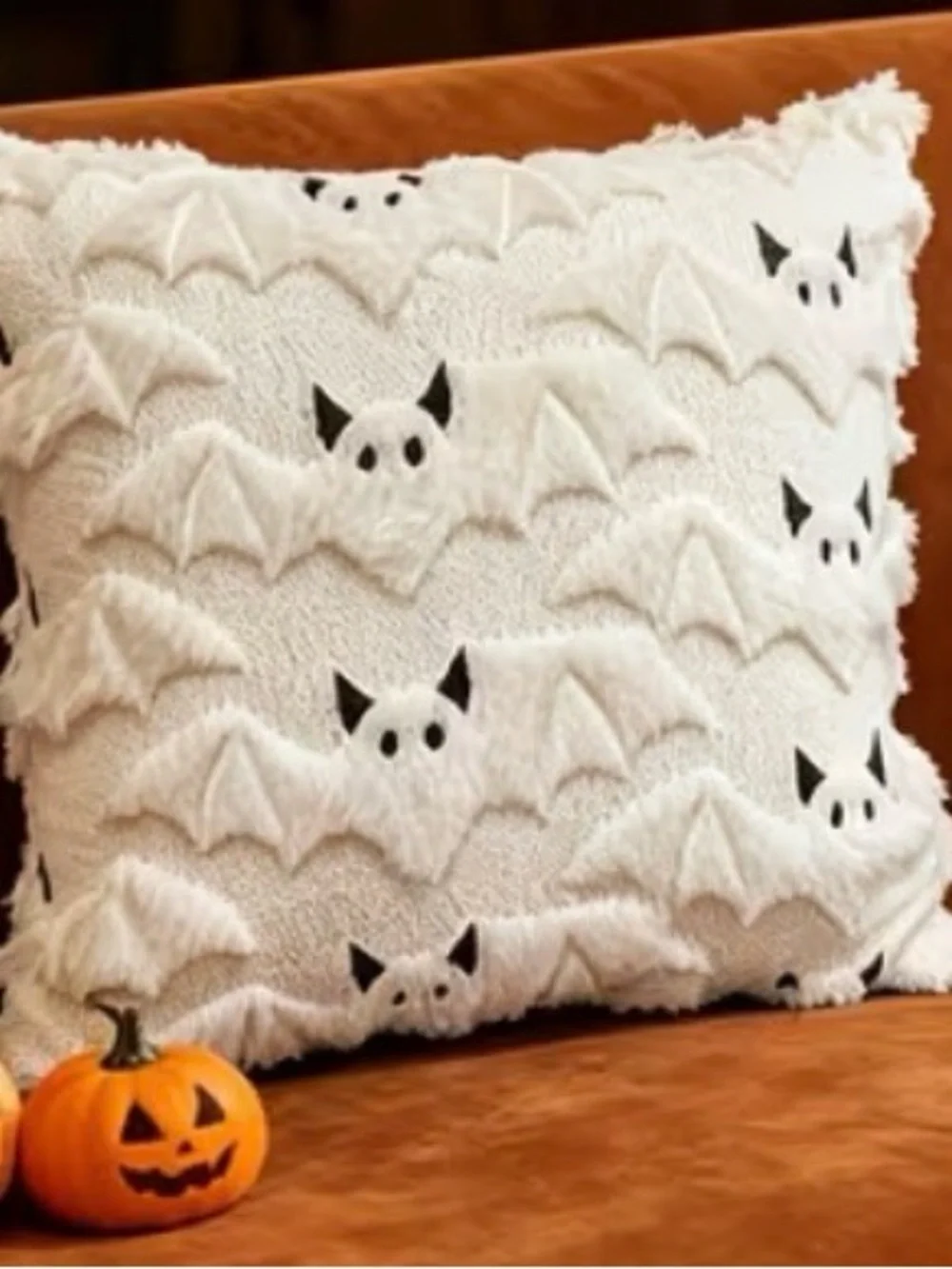Set of 2 White Bat Pillow Covers 18x18 Halloween Decor